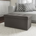 Hastings Home Folding Storage Bench Ottoman 30" Tufted Foam Padded Lid, Removable Bin, Organizer for Home(Dark Gray) 414611YSR